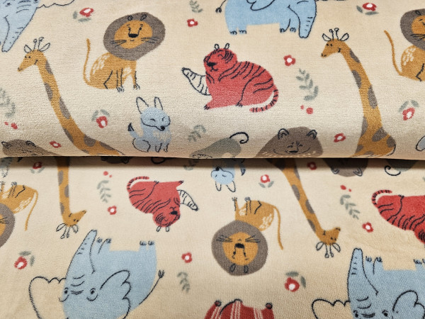 termovelur,velur, coral, fleece -  lev, žirafe, safari živali