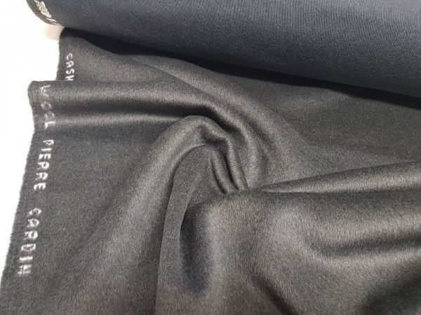 Velur za plašč s kašmirjem-temno siva melanž, ZADNJI KOS