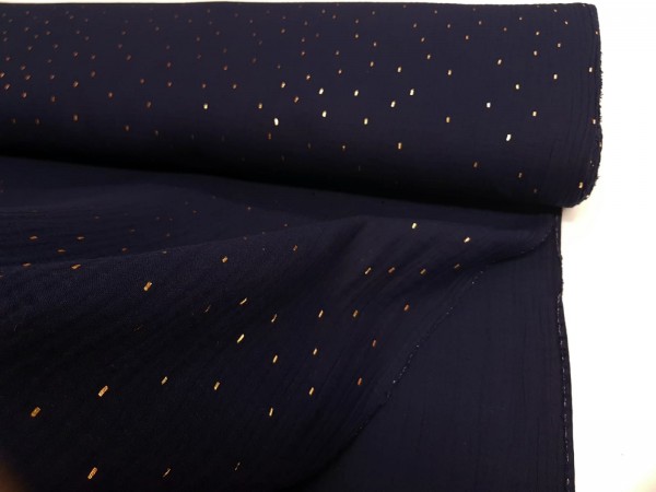 TETRA tkanina, dvoslojna-modra z zlatimi črticami