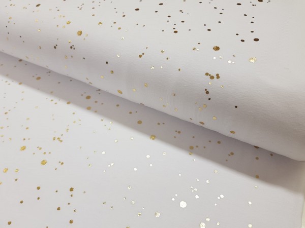 Bombažni jersey- zlate foil pikice na beli osnovi
