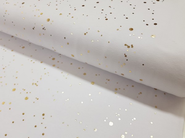 Bombažni jersey-zlate foil pikice na beli osnovi