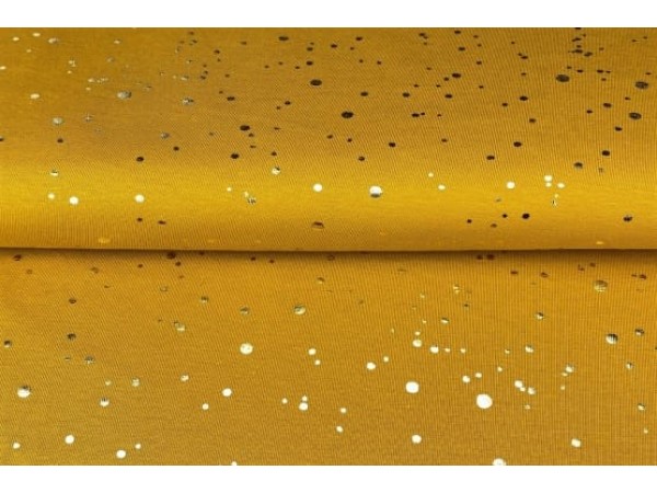 Bombažni jersey-zlate foil pikice na oker osnovi