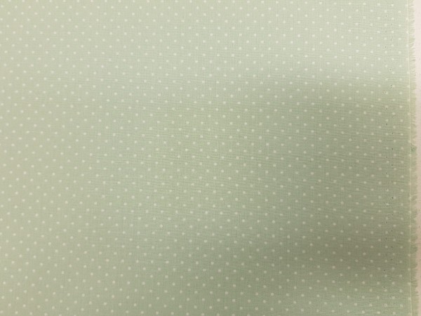 Bombažno platno-poplin pike, male bele pikice 2mm na nežni mint osnovi