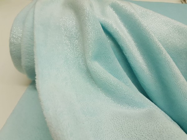 termovelur, colar, fleece- nežna ledena mint turkizna s potiskom srebrnih pikic