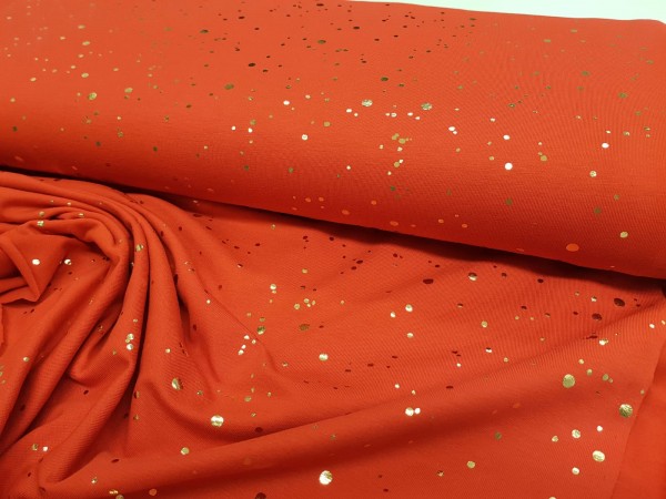 Bombažni jersey- NOVE foil pikice na lepi božično rdeči osnovi