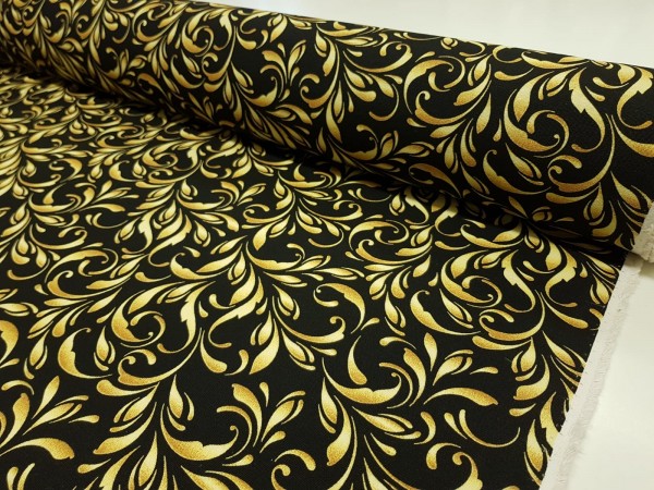 Dekor, lažji dekor - zlato rumeni vzorčki na črni osnovi
