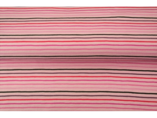 Bombažni jersey, roza,siva,fuxia črte na roza osnovi, ZADNJI KOS